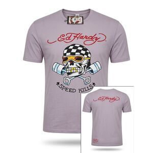 Ed Hardy Speed Kills - 4XL Lavender Purple Skull Piston Christian Audigier NWT